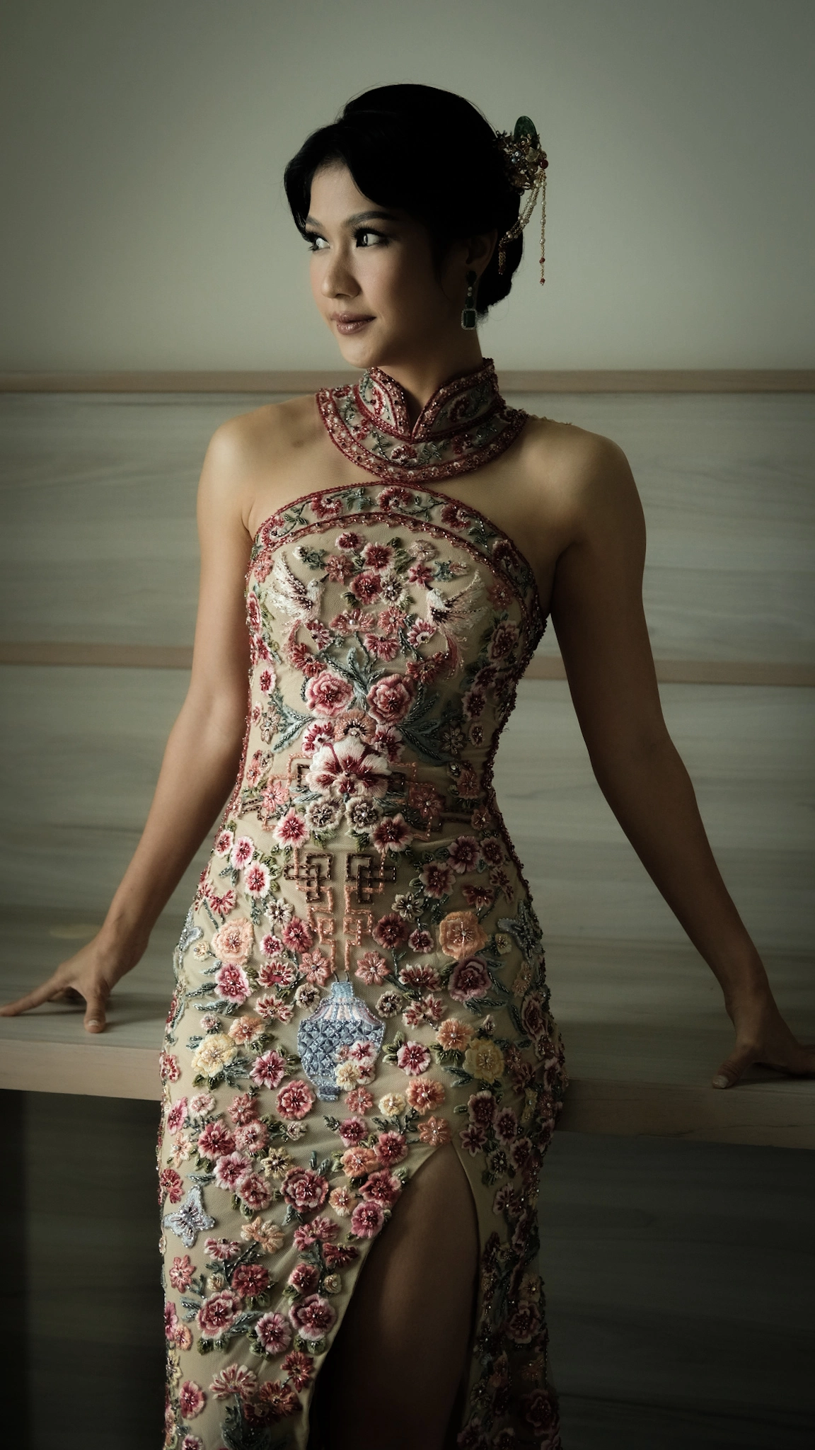 asian inspired cocktail dress Cheongsam short dress